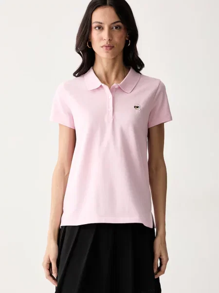 Tricou polo Karl Lagerfeld roz