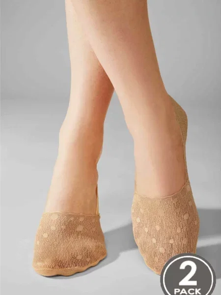 Женские следы 2 шт. 20 den LASER CUT RIB SILICONE бежеві