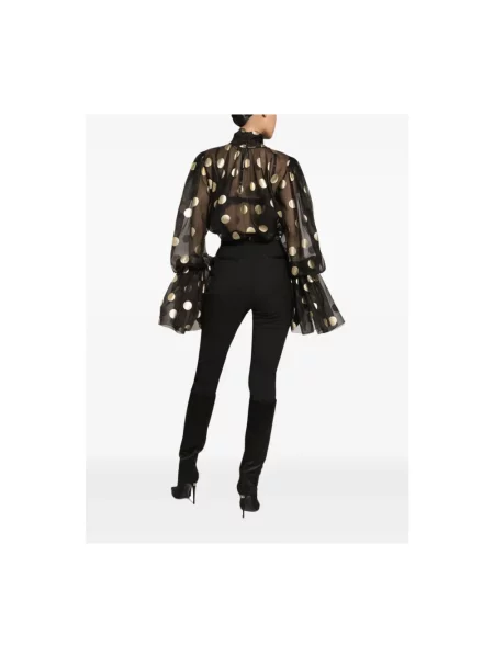 Haftowana bluzka Dolce And Gabbana w grochy żakardowa czarna
