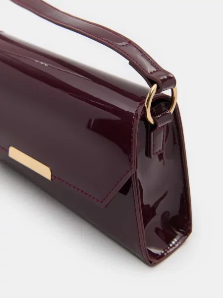 Лакована класична сумочка на плече дерево червоне