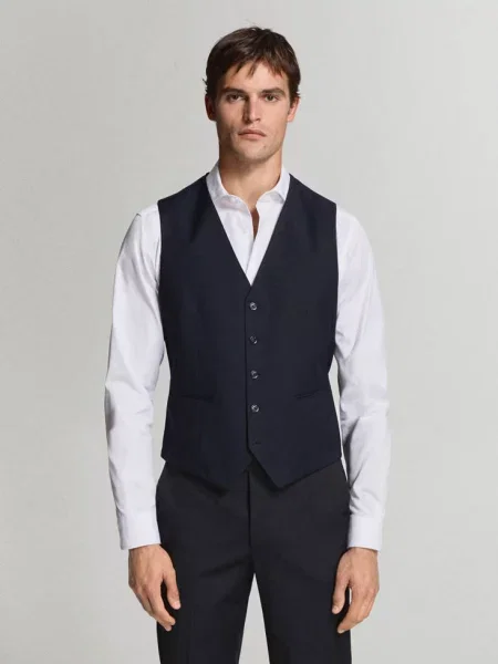 Kamizelka garniturowa Milan slim fit Mężczyzna 50 MANGO MAN granatowy