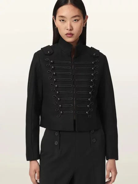 AllSaints jachetă scurtă pentru femei cu lână RUMMY negru