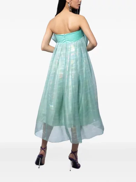 Rochie midi Monarh cu funde de mătase verde