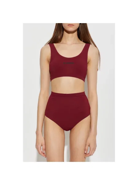 Top Jil Sander z logo czerwony