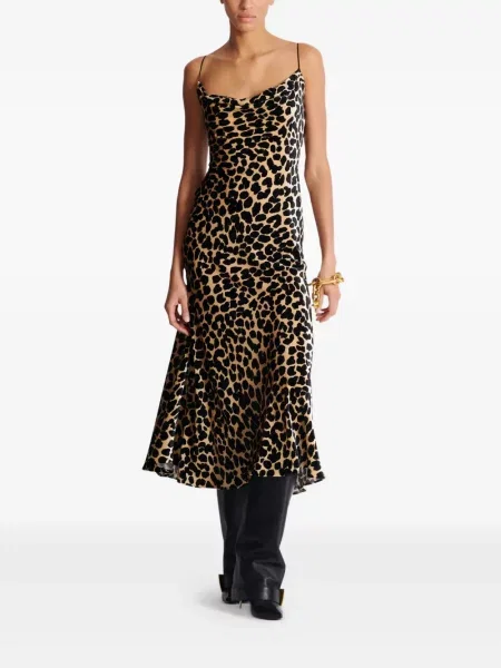 Rochie Balmain de catifea cu imagine cu model leopard