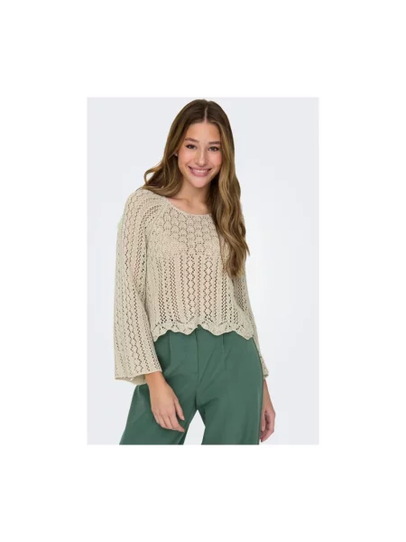 Krótki sweter z mieszanki bawełny model NOLA' Only szary