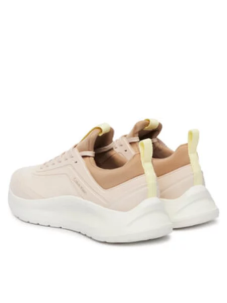 Dámske topánky Calvin Klein Light Runner Sock Mesh Lycra whisper pink/lemonade/silver mink béžová