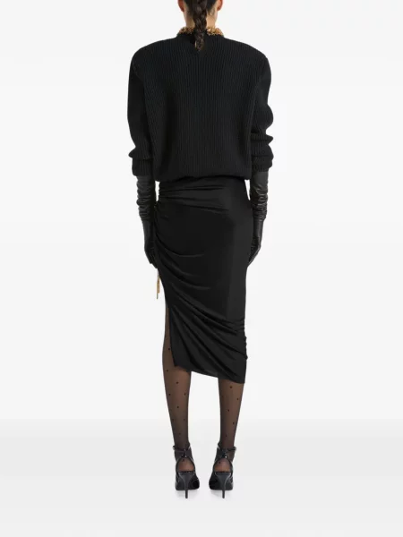 Fustă midi Balmain din jerseu negru