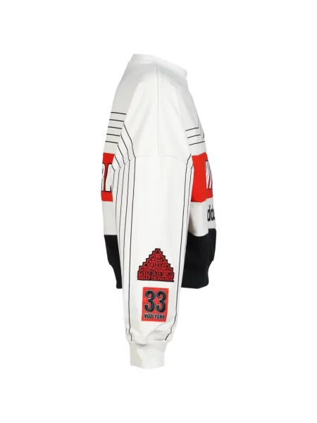 Decupat tricou Adidas tricotate cu decolteu rotund alb