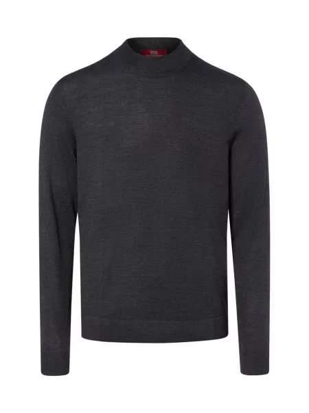 Finshley & Harding London sweter wełniany Mężczyźni Wełna merino S szary