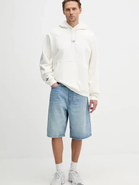 Adidas Originals mikina s kapucí s bavlnou béžová