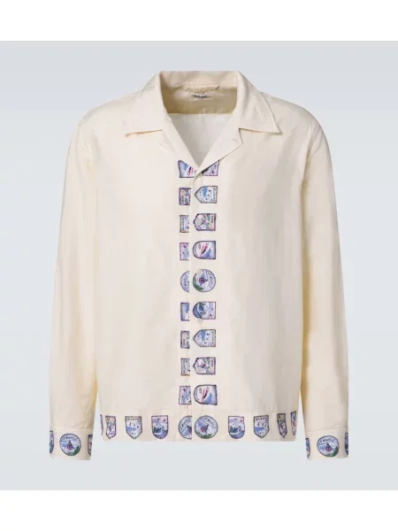 Svilena srajca Bode s potiskom bež