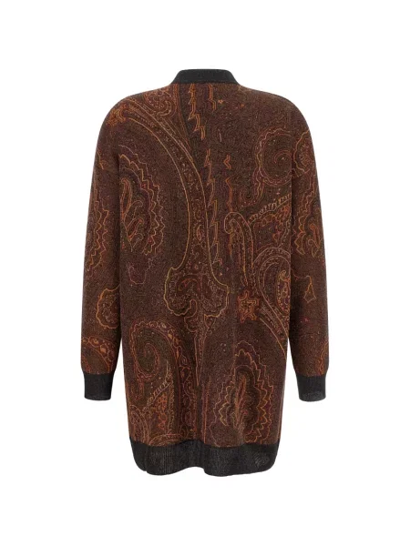 Cardigan Etro cu model paisley din jacard maro