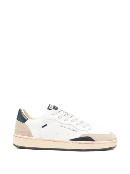 Sneakerși Crime London din piele de căprioară alb
