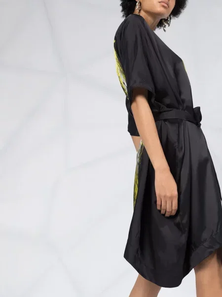 Oblekové košilové šaty Rick Owens s potiskem po kolena černé
