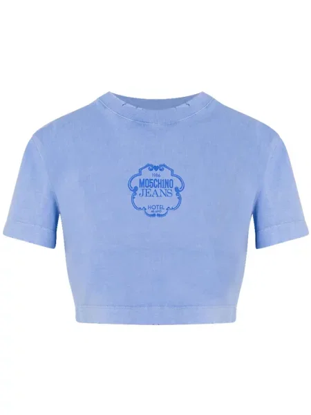 Koszulka Moschino Jeans z nadrukiem niebieska