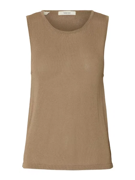 SELECTED Top brodat închis bej