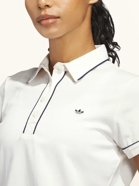 Adidas Originals Žerzejová Polokošile Originals Solid krémová / tmavě modrá bílé