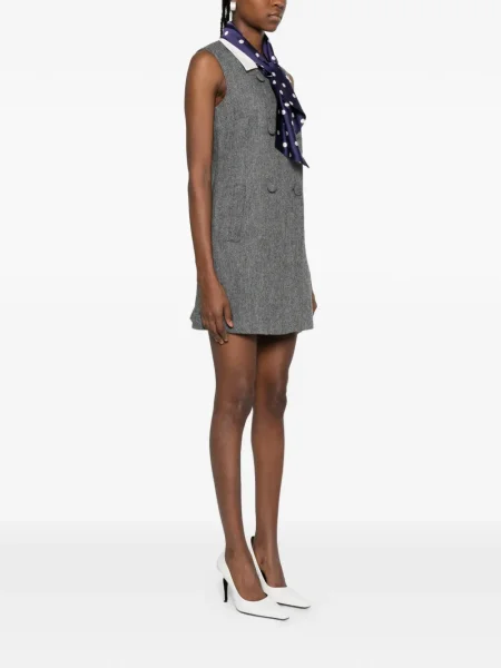 Mała sukienka mini Self-portrait w jodełkę garniturowa szara