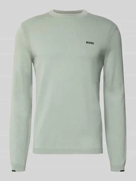 Sweter z dzianiny o kroju regular fit z czystej bawełny model ‘EVER-X’ Boss Green