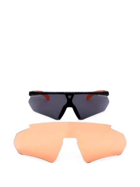 Ochelari de soare Adidas cu imprimeu geometric cu autograf alb