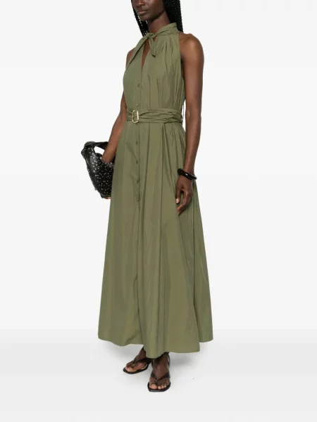 Rochie maxi Isabelle Blanche cu legături verde