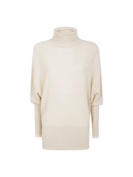 Lniany sweter z golfem By Malene Birger beżowy