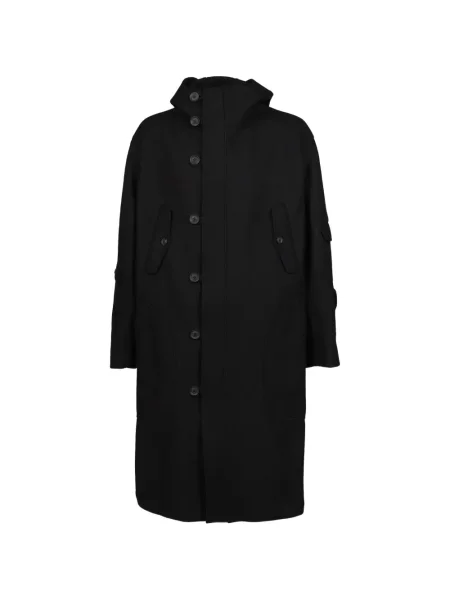 Palton Yohji Yamamoto cu glugă negru
