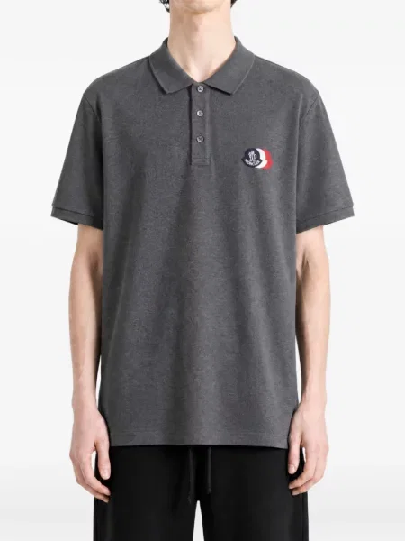 Tricou polo Moncler cu autograf gri