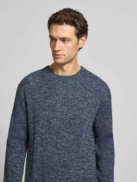Sweter o kroju relaxed fit z czystej bawełny model TILUM' Selected granatowy