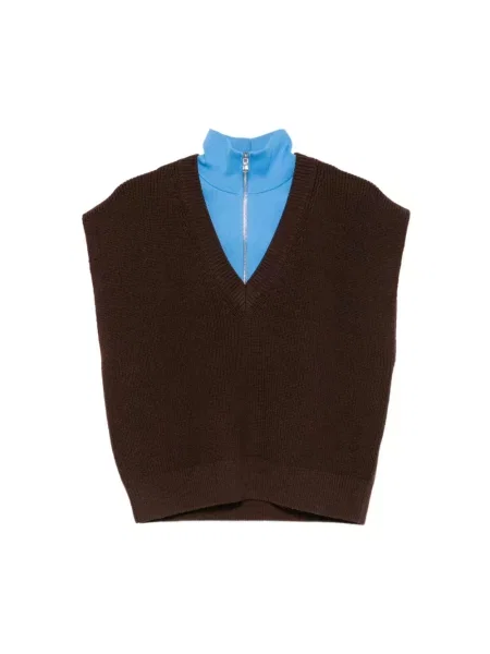 Sweter Tibi bez rękawów brązowy