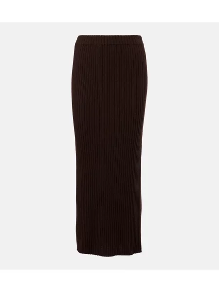 Fusta maxi Jardin Des Orangers din cașmir maro