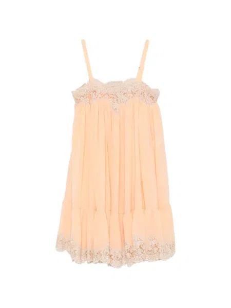 Rochie Chloé de mătase portocaliu