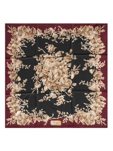 Fular Dolce & Gabbana de mătase cu model floral cu imagine negru