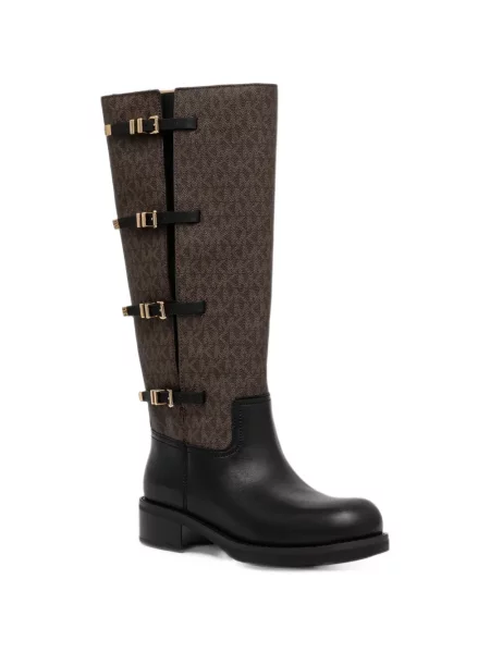 Fustă din piele Michael Michael Kors cu model paisley cu autograf negru