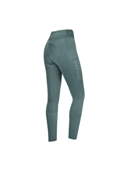 Dziewczęce legginsy jeździeckie z pełną przyczepnością ELT Ella Glam zielone