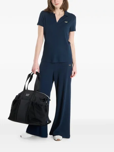 Πλεκτό polo Ea7 Emporio Armani με λαιμόκοψη v μπλε