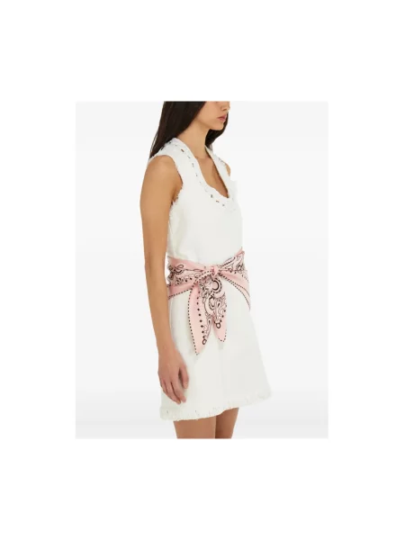 Lniana chusta Ferragamo z wzorem paisley różowa