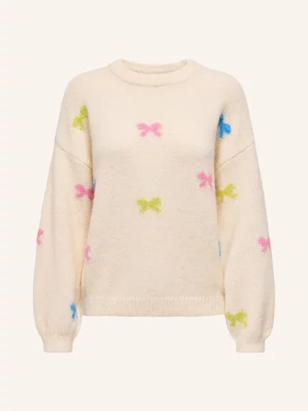 Only Sweter weiss niebieski