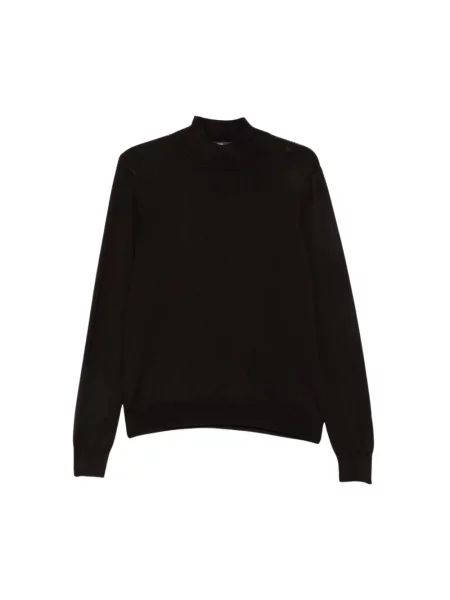 Sweter z golfem Tagliatore wełniany do golfa brązowy