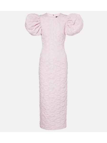 Rochie midi Rotate din jacard până la genunchi de costum roz