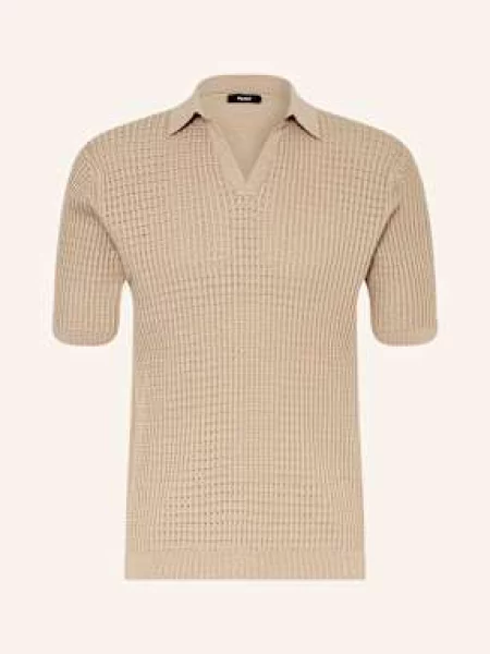 Reiss Úpletová Polokošile Merit světle hnědá