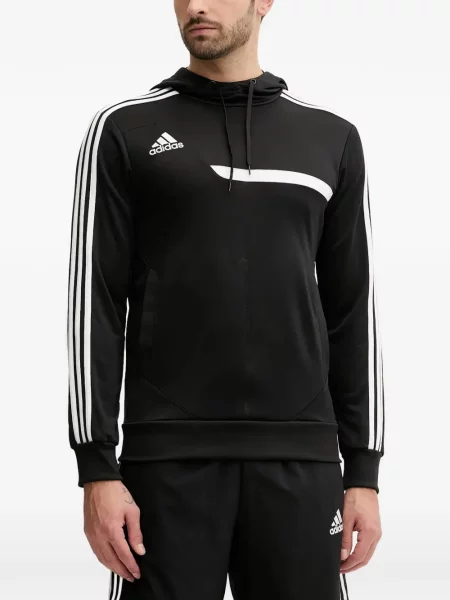 Pruhované izolované kalhoty Adidas s autogramem černé
