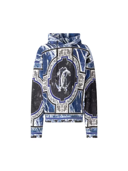Bluza z kapturem Roberto Cavalli z kapturem niebieska