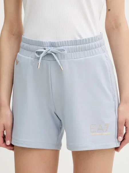 Emporio Armani kratke hlače z viskozo modra