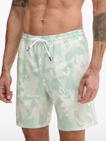Slip de baie Oakley cu model floral cu imagine cu cordon verde