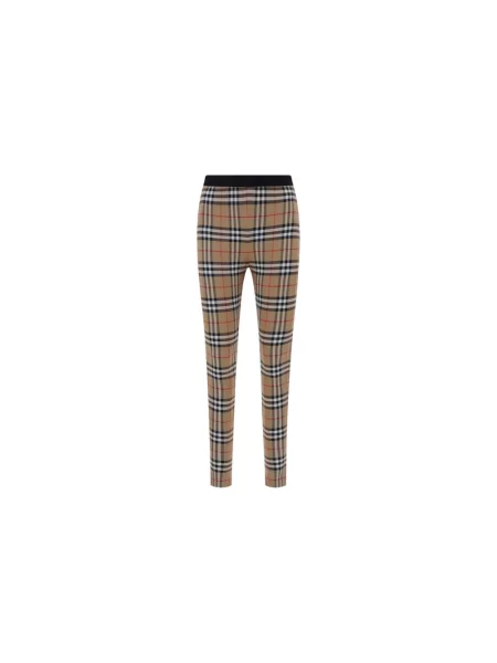 Spodnie Burberry w kratę z elastyczną talią brązowe
