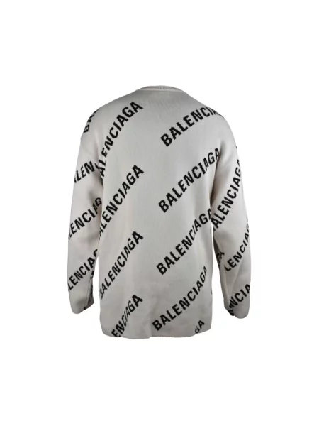 Dzianinowy sweter Balenciaga z logo biały