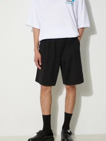 VETEMENTS pantaloni scurti din Jersey Shorts neted negru