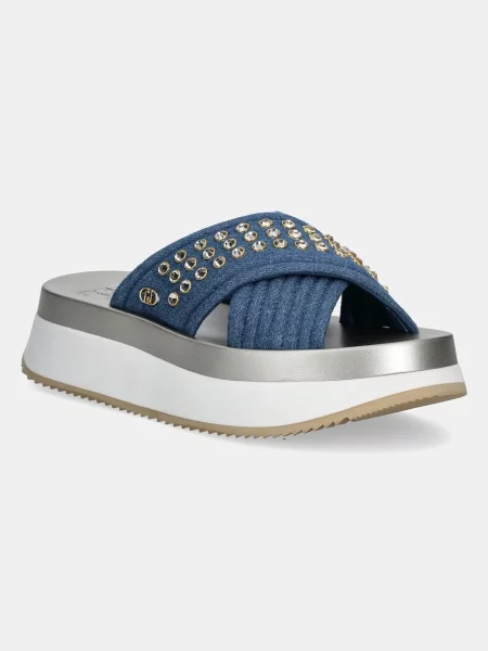 Чехли Liu Jo DREAMY SANDAL 05 тъмносиньо с платформа синьо